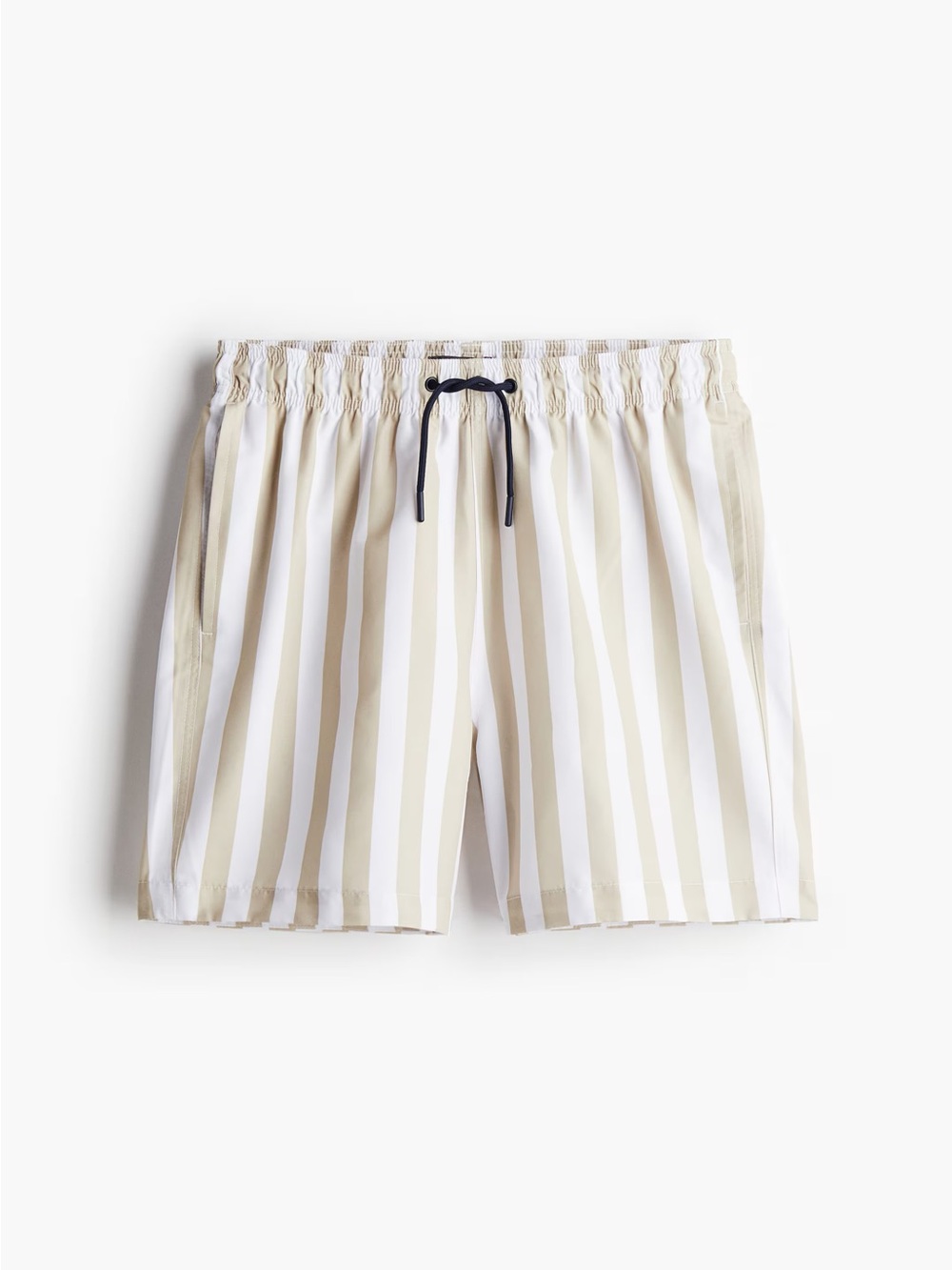 H&M Men's Beige & White Striped Swim Shorts